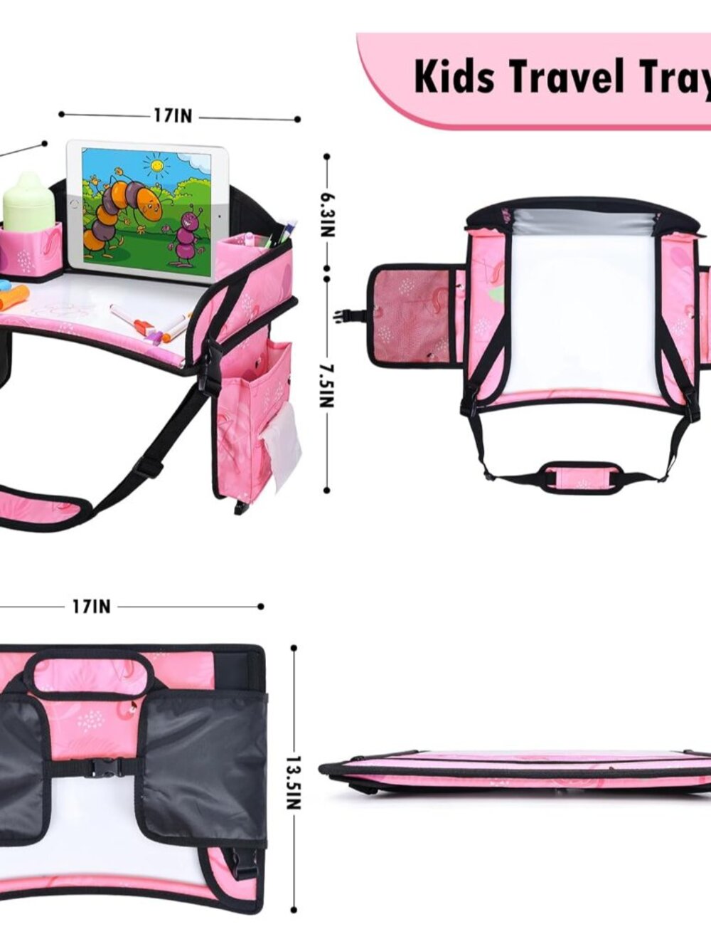 Kids Travel Tray, Car Seat Tray for kids Travel, Toddler Road Trip Essentials Wi - Picture 3 of 9